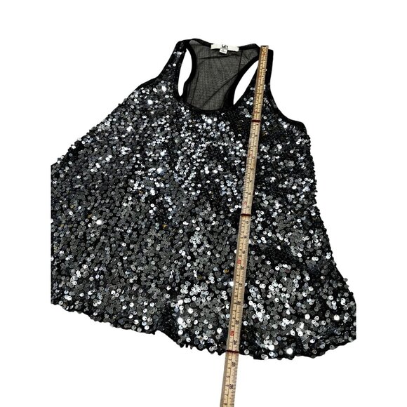 Sequin Racerback Sleeveless Top Party Wear Black & Silver Size L - Picture 9 of 9